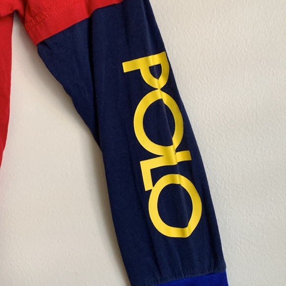 Polo Ralph Lauren long sleeve red/navy blue color block tee size 5 - Picture 3 of 4